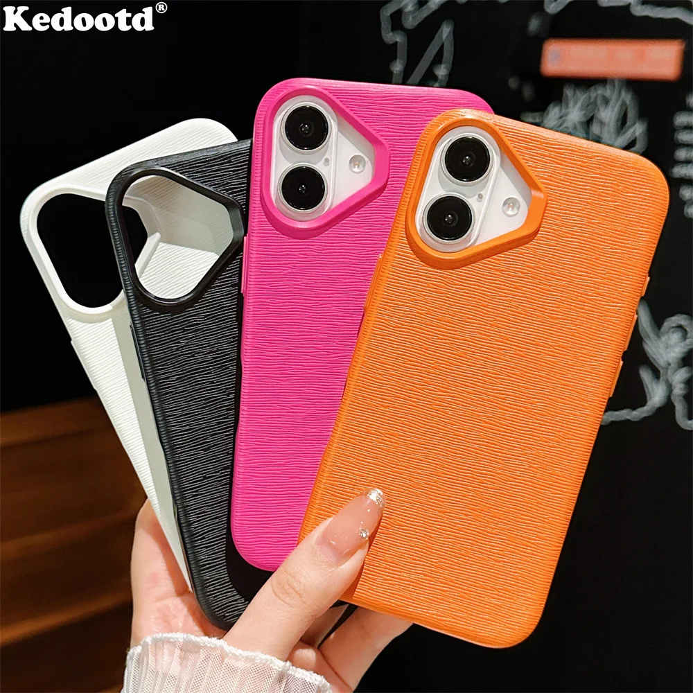 Luxury Candy Leather Texture Case For IPhone 16 15 14 Plus 13 12 11 Pro Max Soft Silicone Bright Solid Color Shockproof Cover