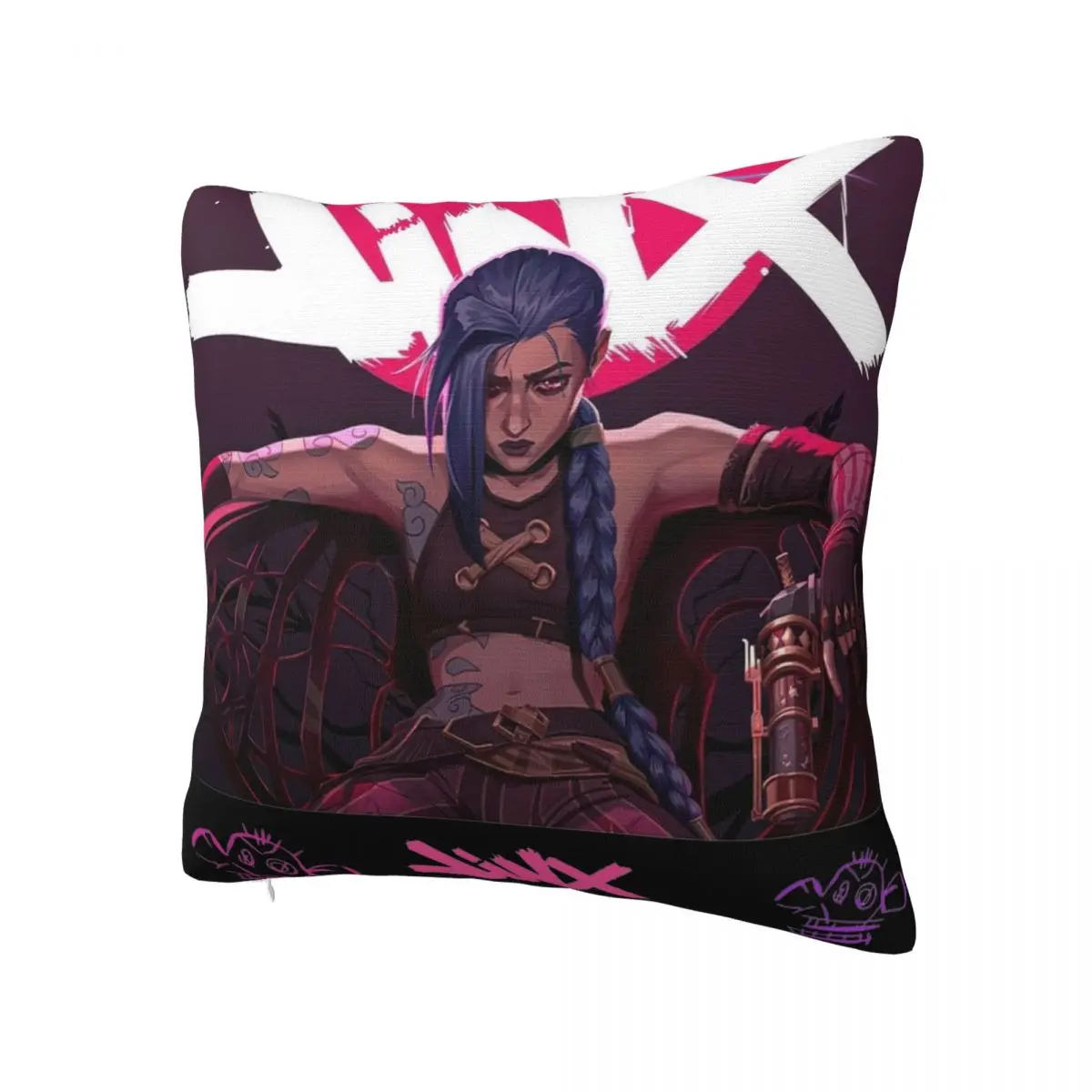 Jinx Arcane Pillowcase Soft Fabric Cushion Cover Decoration L-Leagues of Legend Game Throw Pillow Case Cover Home Zipper 45X45cm