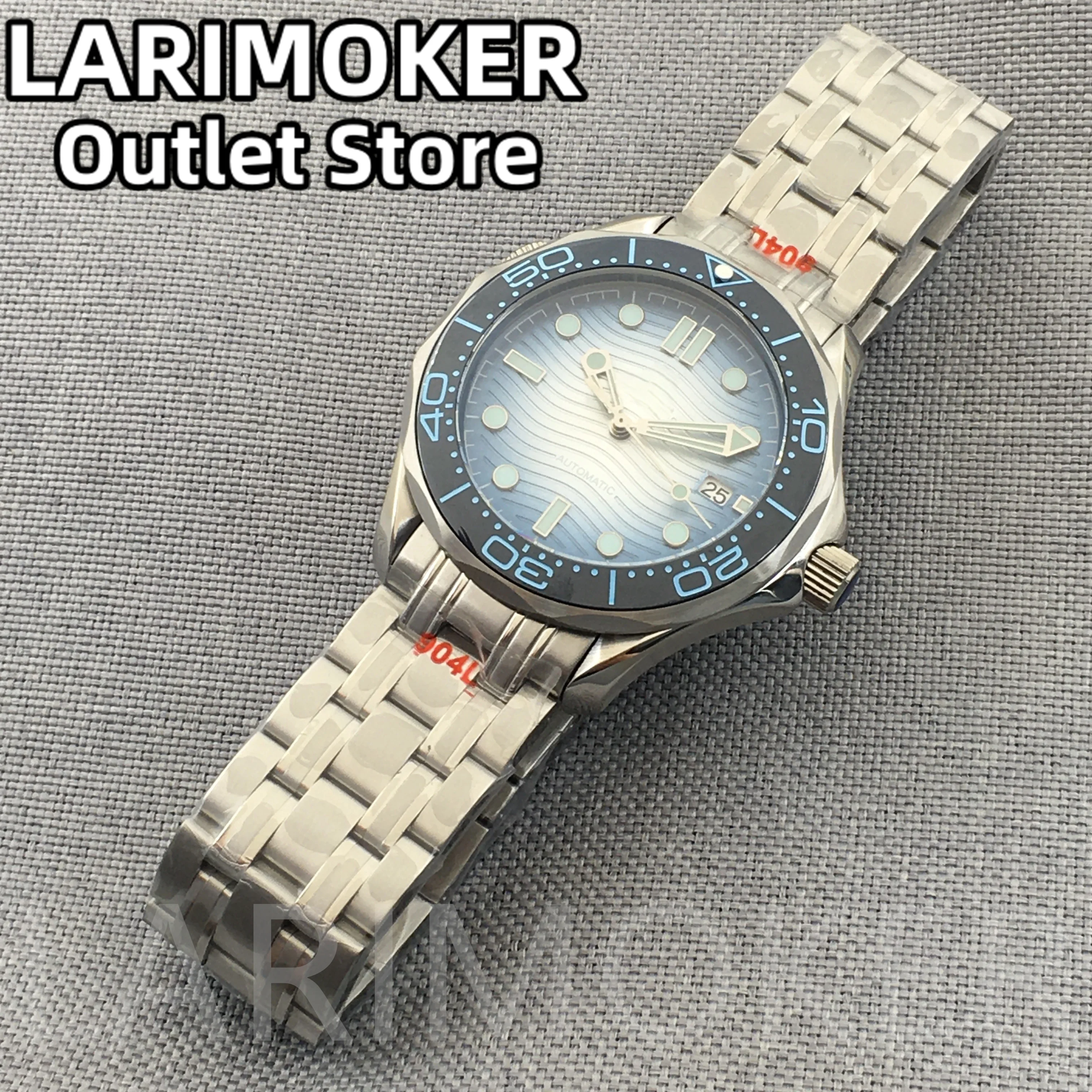 LARIMOKER 41mm Mechanical Men Watch Sapphire Glass Date Gradient  Blue Ceramic Bezel NH35 Stainless Steel 10ATM waterproof Watch