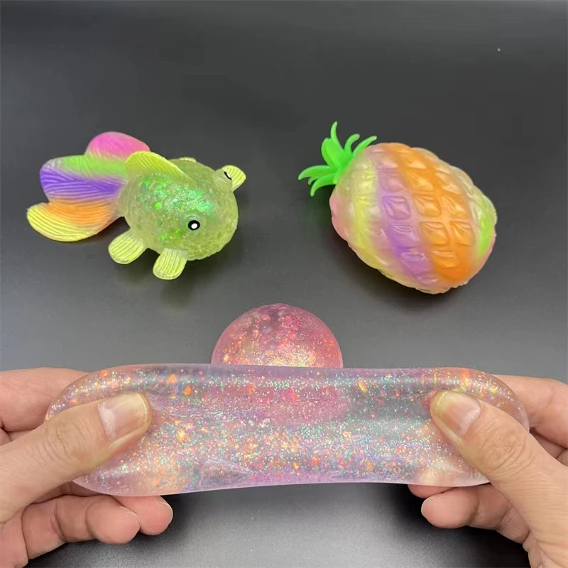Safe Maltose Syrup Gold Powder Decompression ball Maltose Simulation Fruit Duck Fun Children Toy Beach Party Game Gift Boys Gift