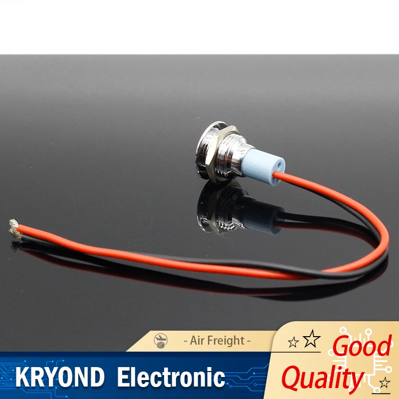 Lampada di segnalazione indicatore rotondo piatto in metallo impermeabile da 12 mm 3V 6V 12V 24V 220V con cavi rosso giallo blu verde