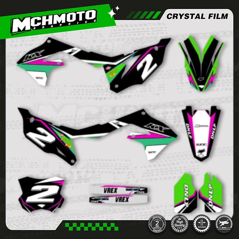 

MCHMFG Motorcycle Graphics Decals Sticker Kit For KAWASAKI KXF450 KX450 2019-2023 KXF250 KX250 2021 2022 2023 2024 004