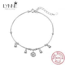 New Fashion 925 Sterling Silver Fine okrągły piłka pusta w środku kształt dzwonka wisiorek bransoletka damska i dziewczęca biżuteria letnia łańcuszek na kostkę bransoletka