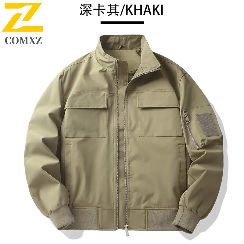 

Men Vintage Aviator Jacket American Style Spring Autumn Baseball Multi-Pocket Waterproof windproof Outdoor Tactical Sportwear