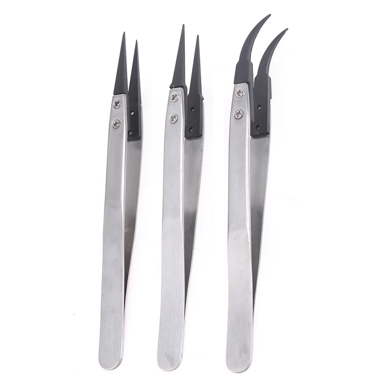 

ESD-259 ESD-259A ESD-7A Straight Elbow Head Handle Stainless Antistatic Plastic Tweezer Tools For Watch Hands Installation Work