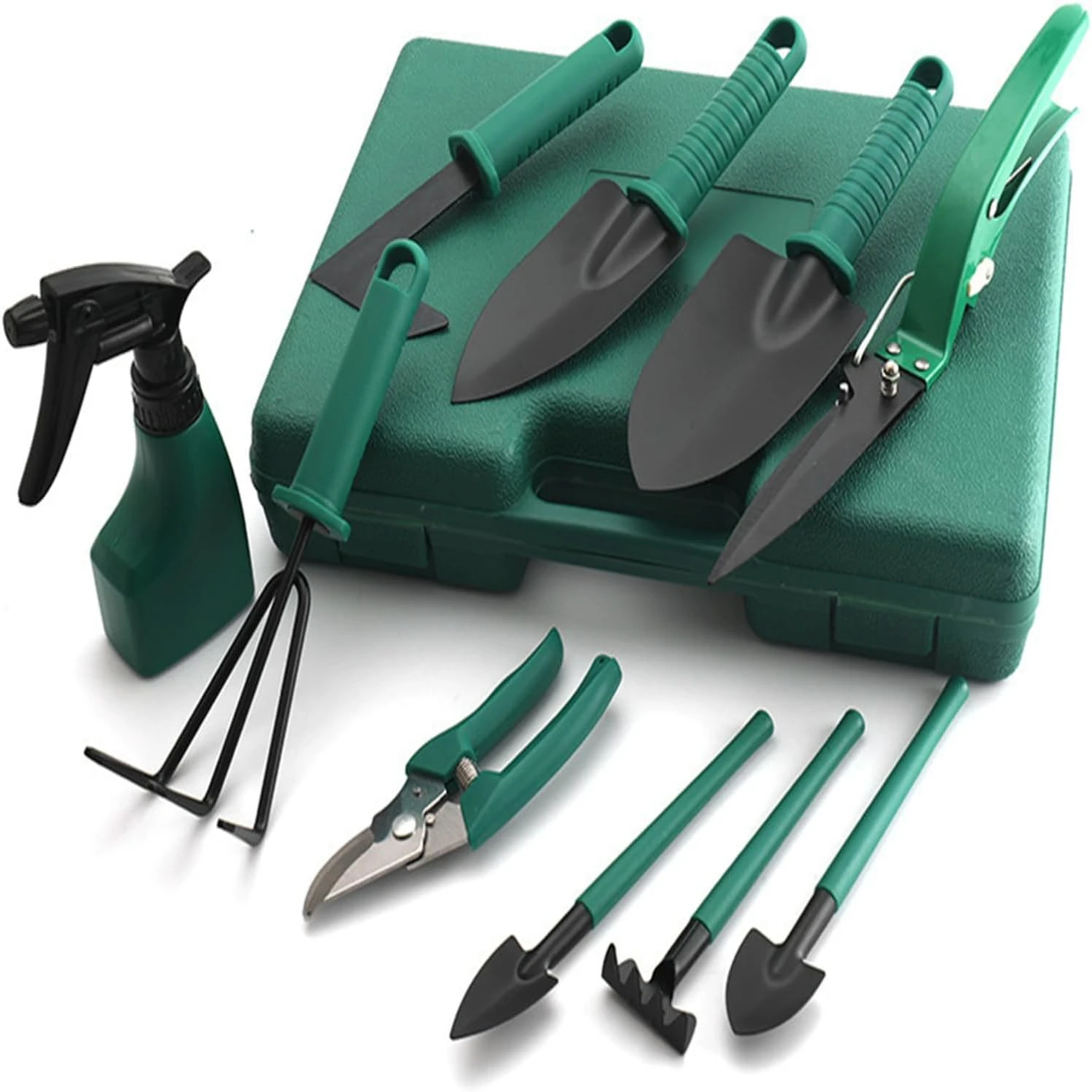 High-Quality Durable Ergonomic 10-Piece Gardening Hand Tools Set Complete with Carrying Case - Includes Garden Tool Set with Sho