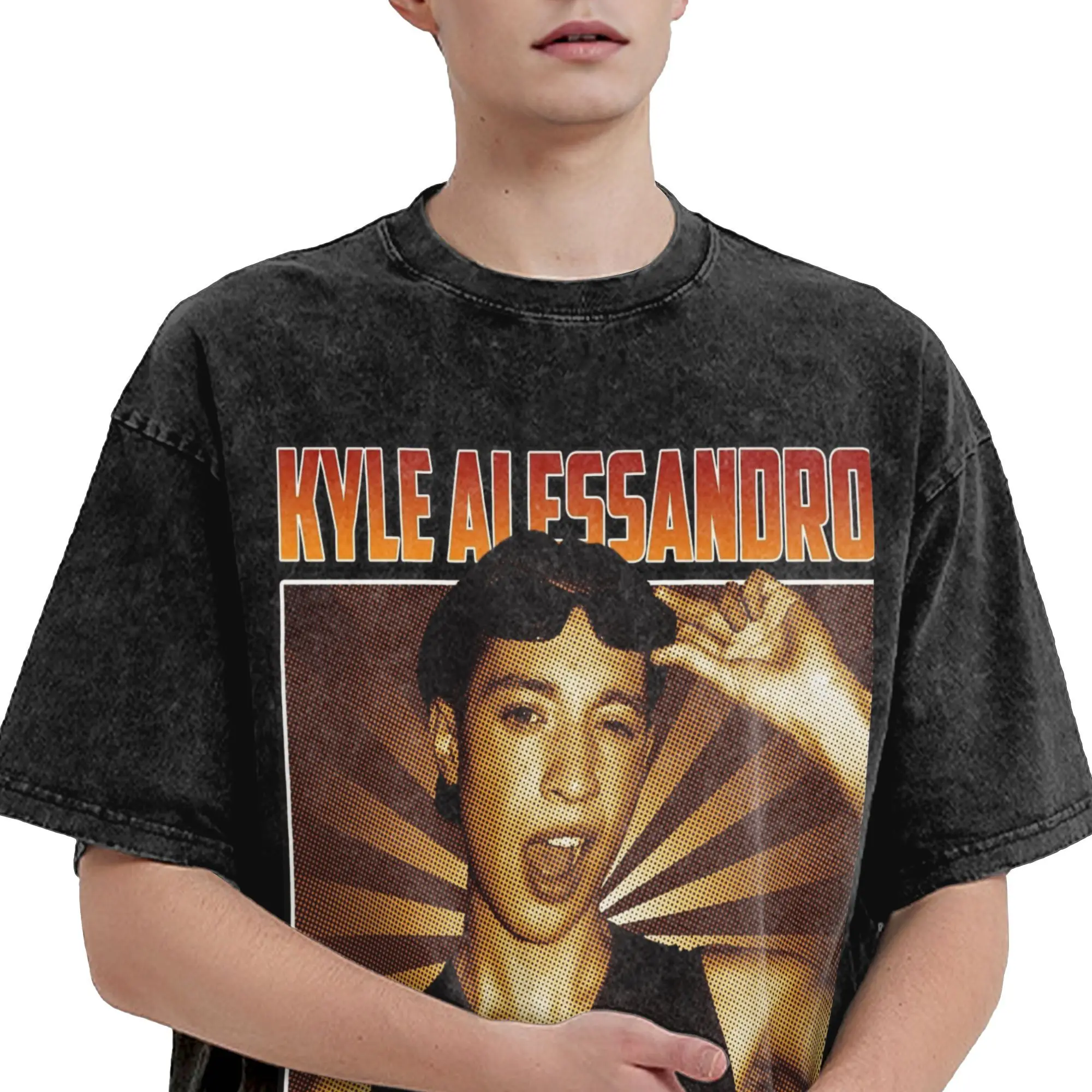 كايل أليساندرو ولاعة يوروفيجن 2025 غسلها تي شيرت زوجين خمر القطن تي شيرت الصيف س الرقبة تيز مطبوعة بلايز كبيرة الحجم