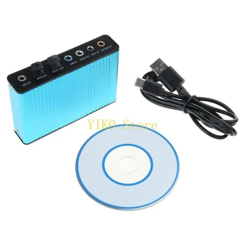 K32C External 5.1/7.1 USB 3D Surround Sound Card Box for w/ SPDIF Mic Input for