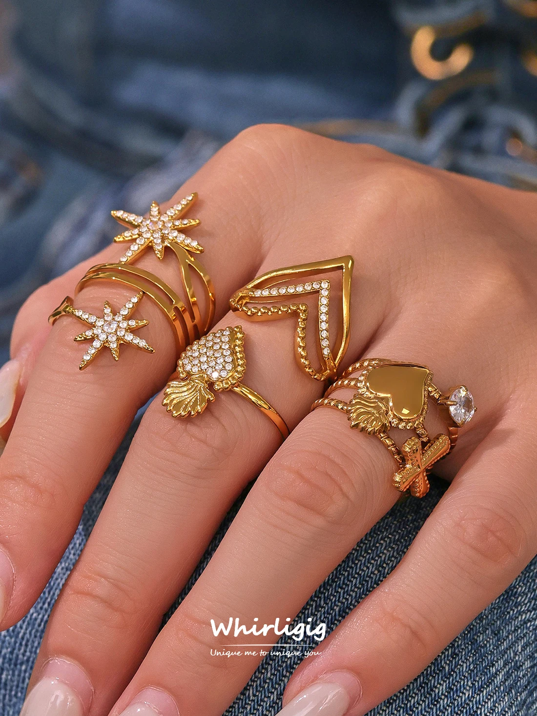 

Милые кольца с сердечками для женщин, водонепроницаемые позолоченные кольца из нержавеющей стали с белым цирконием, повседневные ювелирные аксессуары