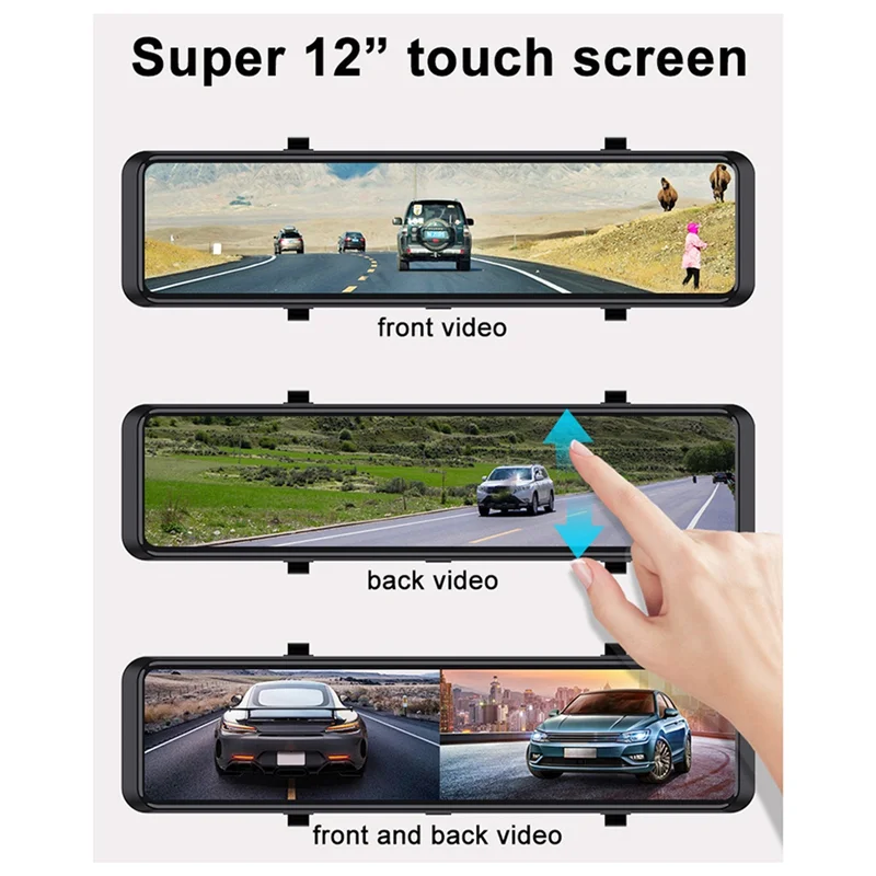 GROCE-Dash Cam Carplay Sem Fio Para Android Auto 4G Para Android 14.0 8 Core Carro DVR ADAS Espelho Link 5G Wifi Bluetooth