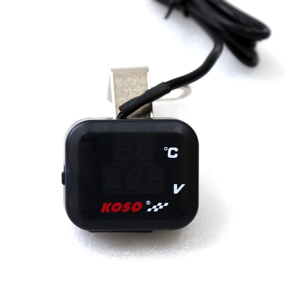 KOSO-voltímetro de temperatura ambiente, carga USB, medidor impermeable tres en uno, Universal para motocicleta