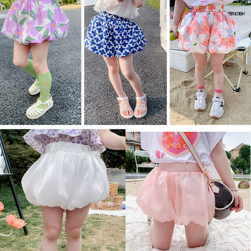 

Summer Girls Flower Bud Pants Shorts High Waist Thin Baby Pumpkin Pants Children Kids Outfit Bloomers Outerwear Fashion Clothes