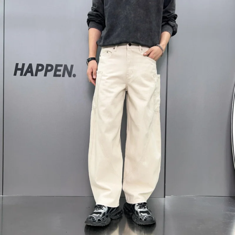 Gewaschene Jeans Herren amerikanische Arbeits kleidung Multi-Pocket trend ige japanische Stil lose Straße gerade weites Bein Mop Hose