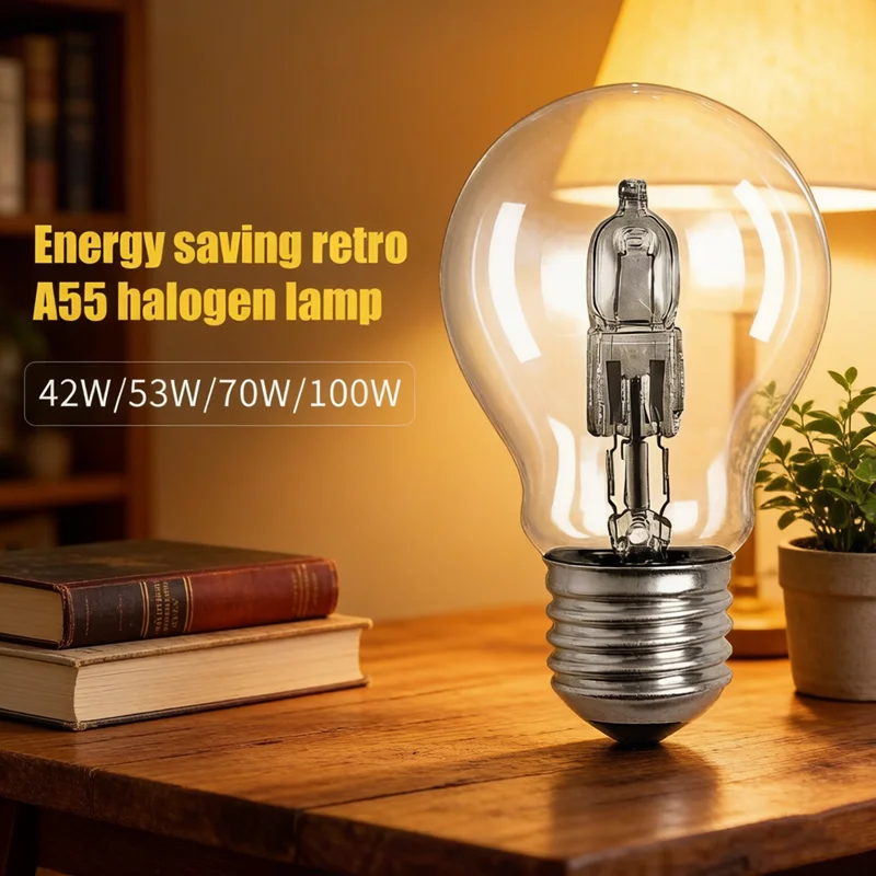 

E27 Base Halogen Spotlight Bulb, A55 Reflector Shape, 28W-100W Universal Wattage, Durable Downlight Replacement Light Fixture