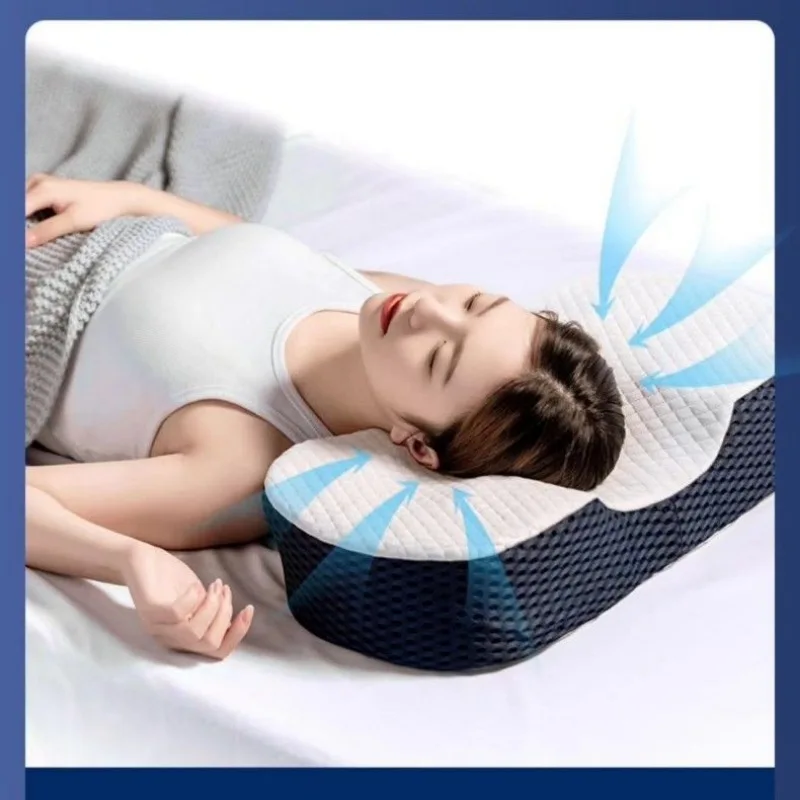 Almohada de espuma viscoelástica de carbón de bambú, protección para el cuello, almohadas para dormir en forma de arco, soporte ortopédico para la cabeza, relajación, salud Cervical