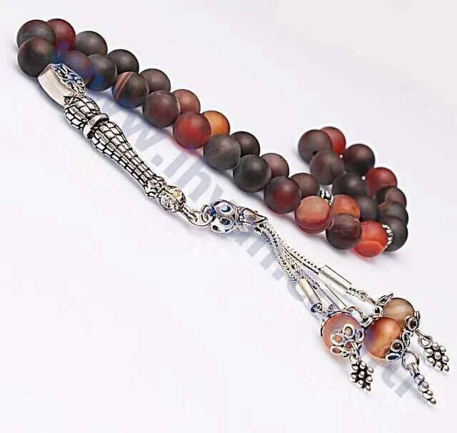 

IQRAH Agate Stone Rosary (925 SETTING SILVER 8mm)