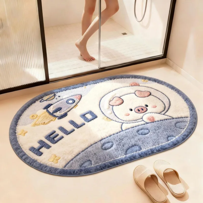 VIKAMA Cute Cartoon Animal Doormat – Non-slip, Comfortable and Warm Bathroom Doormat for Home Entrance Decoration