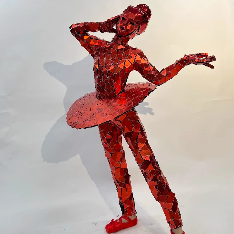 쇼걸 의상 파티 의상 콘서트 의상 파티 쇼 의상 이벤트 레드 발레 미러 여성 의상 여배우 의상 아뮤즈미