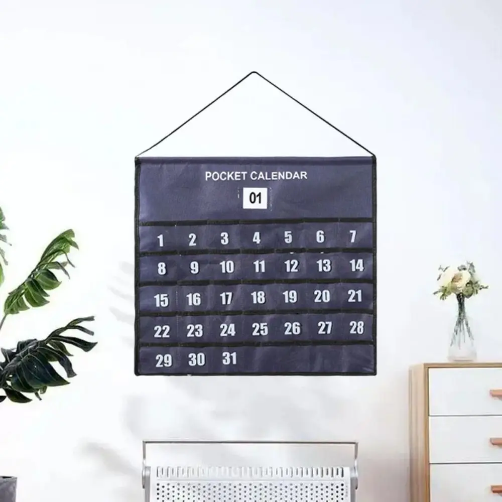 Wall Calendar With Pockets Wall Mount Fabric Storage Pouch Novel Monthly Calendar Organizer for Living Room Bedroom