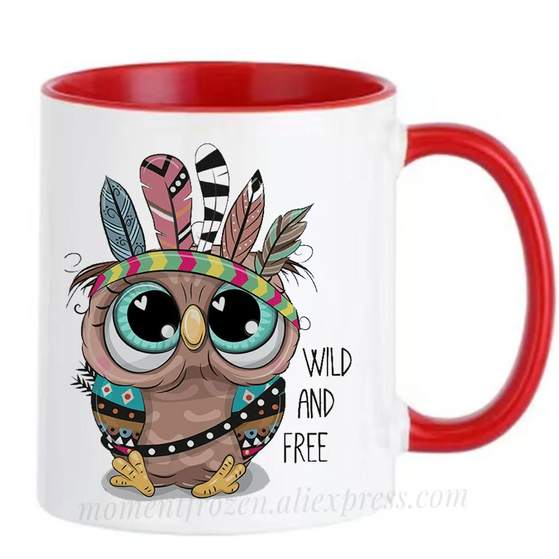 Wild and Free Funny Owl Mugs Clan Tribe Aborigin Coffee Tea Cups Unique Gifts Coffeeware Home Decal Teaware Mugen Beer Drinkware