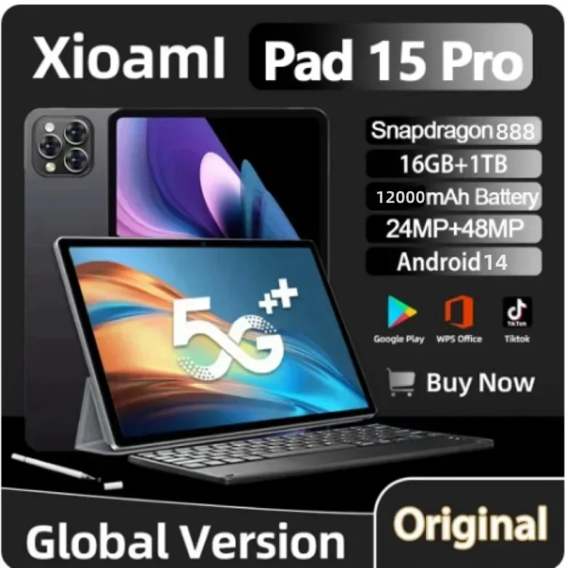 2024 Original Global Version Mi Pad 15 Pro Tablets 16GB 1024GB Android14 11 Inch 5G Dual SIM GPS Bluetooth WiFi WPS Tablet PC