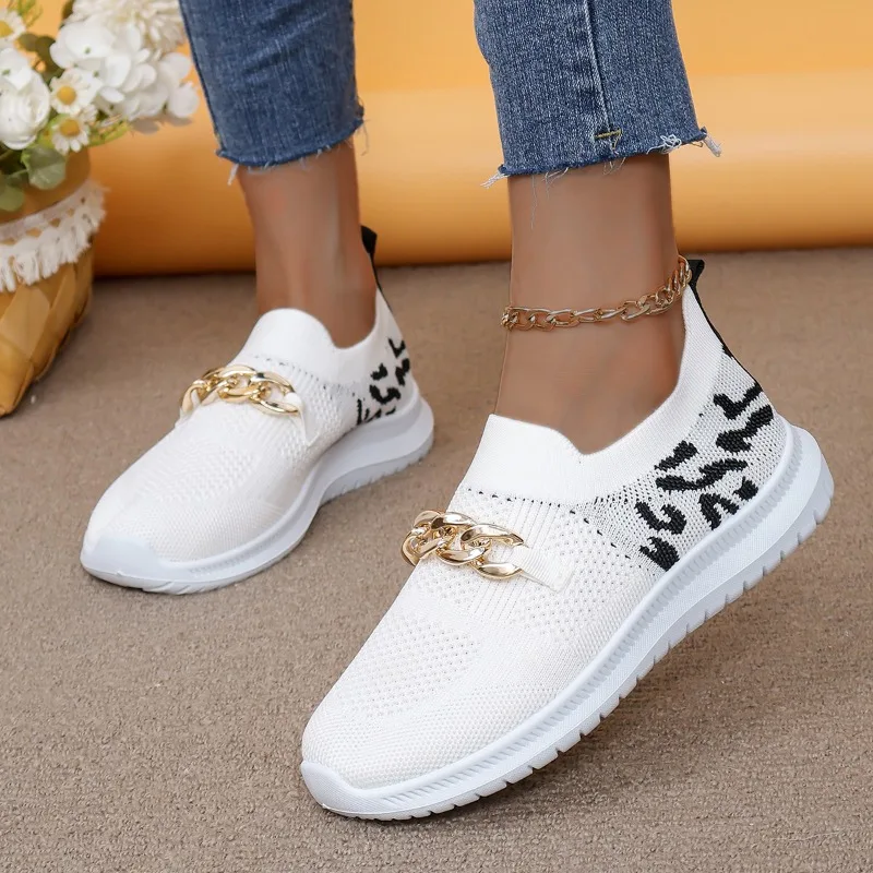 2024 New Summer Fashion Walking Women\'s Flat Shoes Metal Decorative Mesh Comfortable Breathable Casual Sports Shoes NO:026