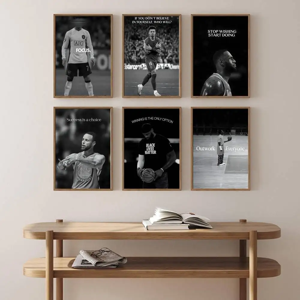 Athlete Inspirational Quotation Poster Home Gym Football Basketball Prints Wall Stickers Paintings for Home Living Room Decor