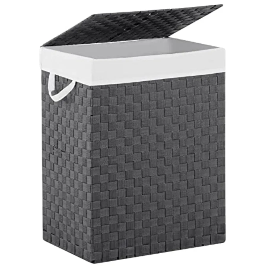 

Handwoven Laundry Basket Hamper with Removable Liner Bag and Lid Collapsible Clothes Hamper with Handle