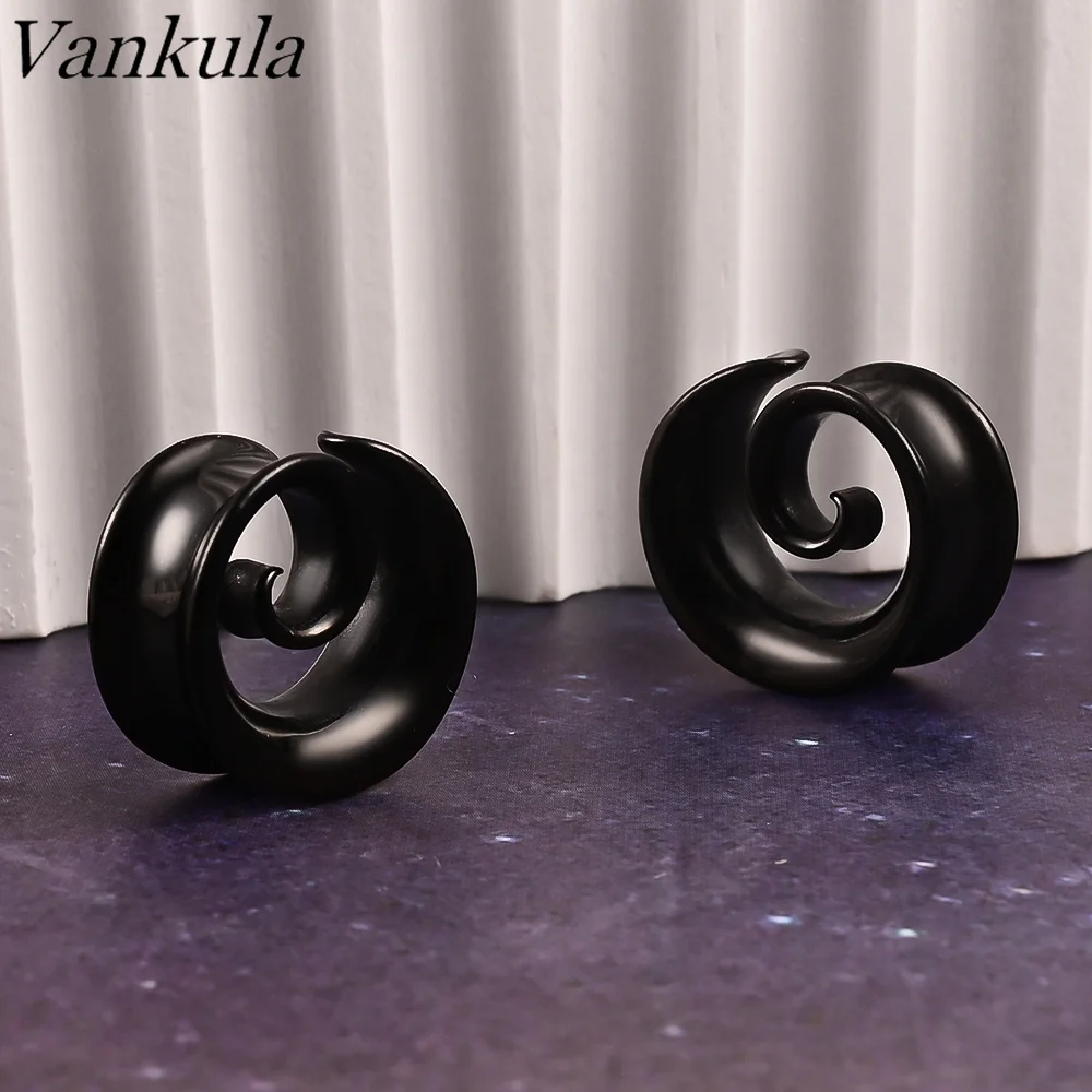 2PCS Round Spiral Saddle Plugs for Ear Tunnels