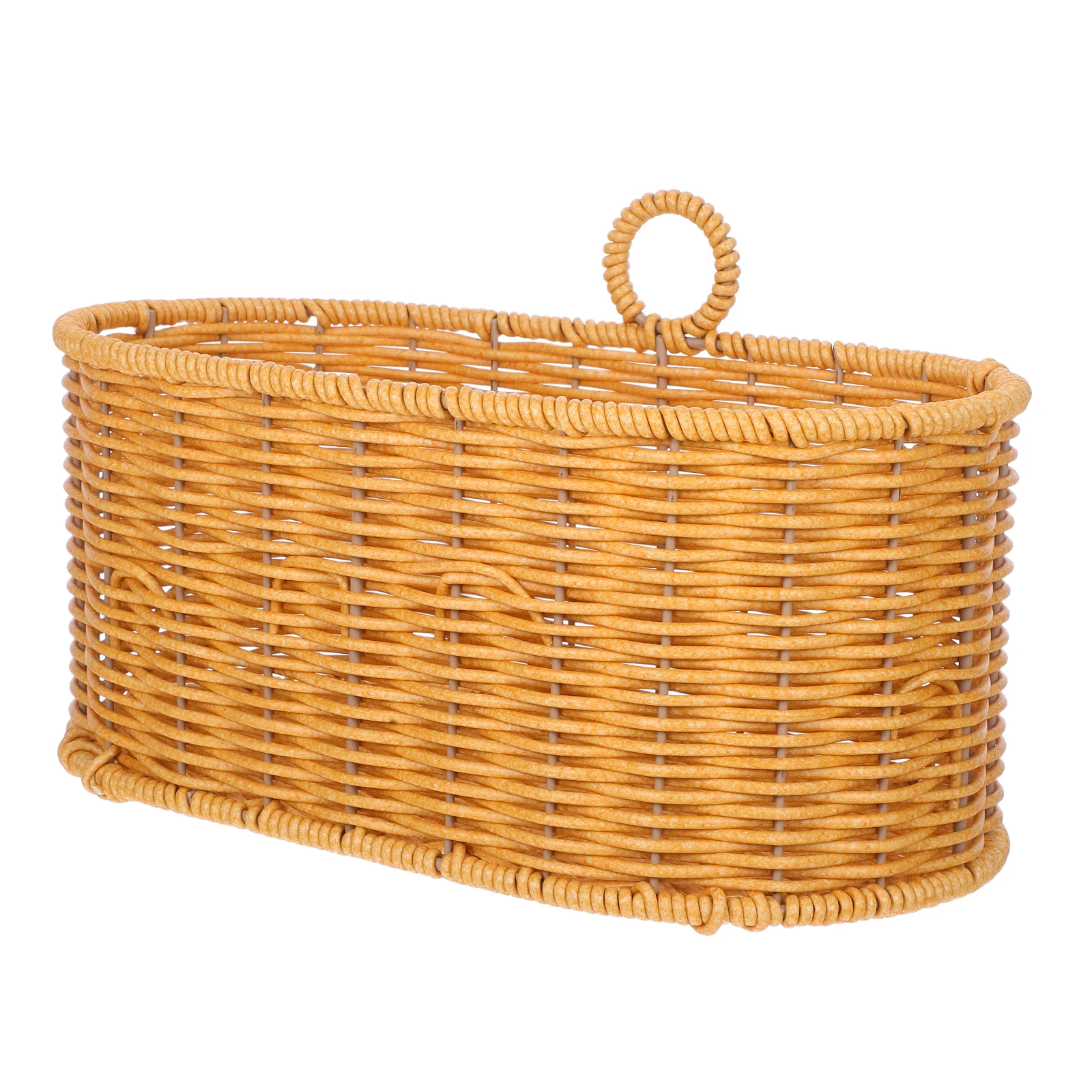 

Kitchen Hanging Basket Yellow Wall Mount Storage for Utensils Toys Front Door Garlic Woven Decor Kitchenware Fruit Vegetable