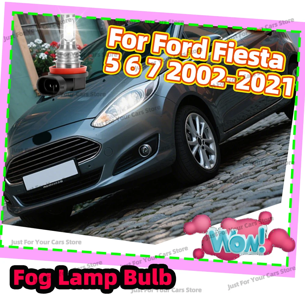 

2x Car Fog Lamp Light Bulb 6000K LED For Ford Fiesta 5 6 7 2002-2021 2006 2007 2008 2009 2010 2011 2012 2013 2014 2015 2016 2017