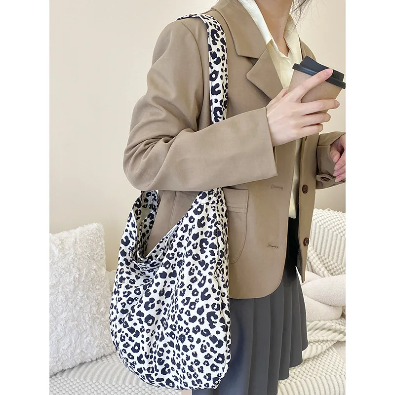 Canvans bolsa moda casual leopardo impressão ombro shopper bolsa feminina totes saco para mulher grande capacidade saco de compras