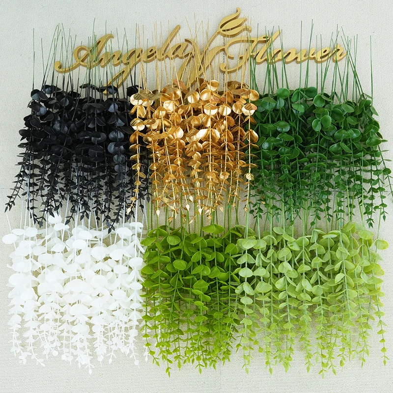 ورقة الأوكالبتوس الذهبية لديكور المنزل ، نباتات خضراء مزيفة ، مواد لترتيب حفلات الزفاف ، أبيض وأحمر ، دعامة الكريسماس ، A4036 ، 5 ، 10