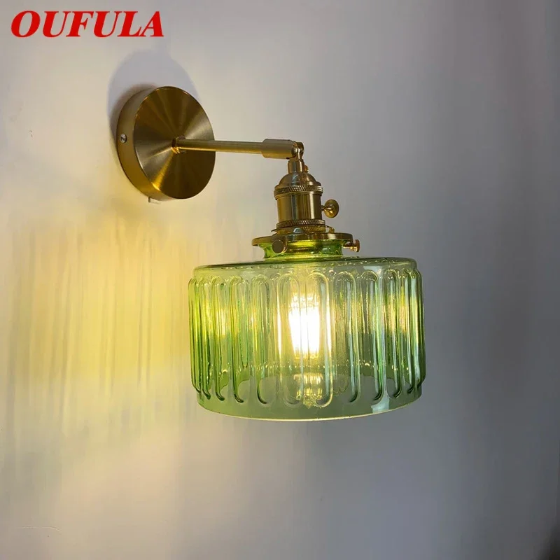 

OUFULA Nordic Brass Wall Lamp Indoor Living Room Bedroom Bedside Lamp Modern Hotel Corridor Hallway Wall Lamp