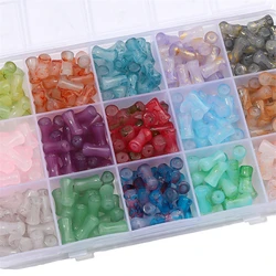 20pcs Glass Halo Dyed Sprinkled Golden Bamboo Joint Beads 6x12mm Aperture Approximately 1mm Jewelry Handmade DIY