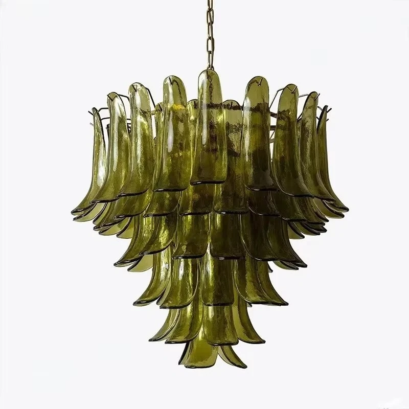 Luxury Brass Branch Chandelier Murano Horseshoe Glass Shade Lustre Dimmable Pendant Lamp For Hotel Fixture For Ceilings
