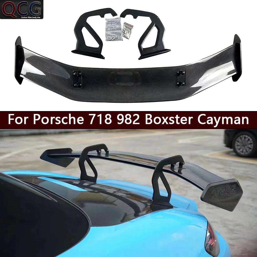 

For Porsche 718 982 Boxster Cayman Carbon Fiber Tail fins Rear Trunk Spoiler Guide Wing Rear Wing Car Accessories body kit
