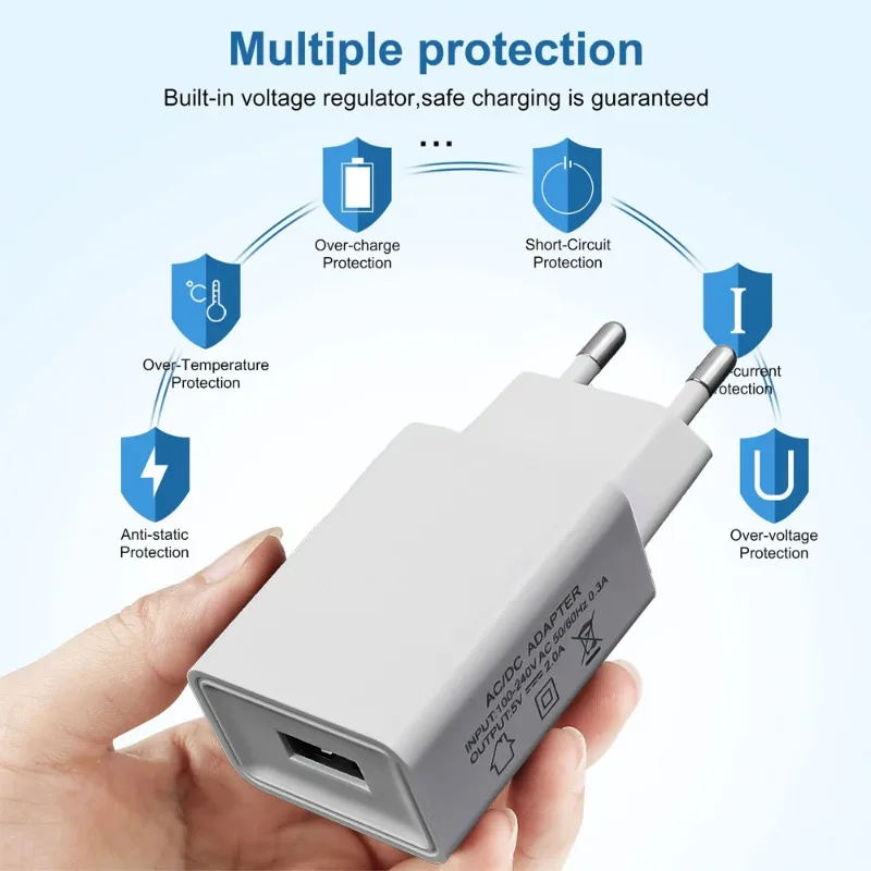 5V2A 5V1A Настенные USB-зарядные устройства для телефонов с вилкой европейского/американского стандарта для IPhone, Samsung, Xiaomi, Google,