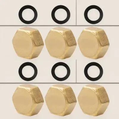 

6pcs 1/2 Inch Brass Female Thread Garden Hose End Cap Rubber Sealed Waterproof Plug For Outdoor Faucet Winter Protection