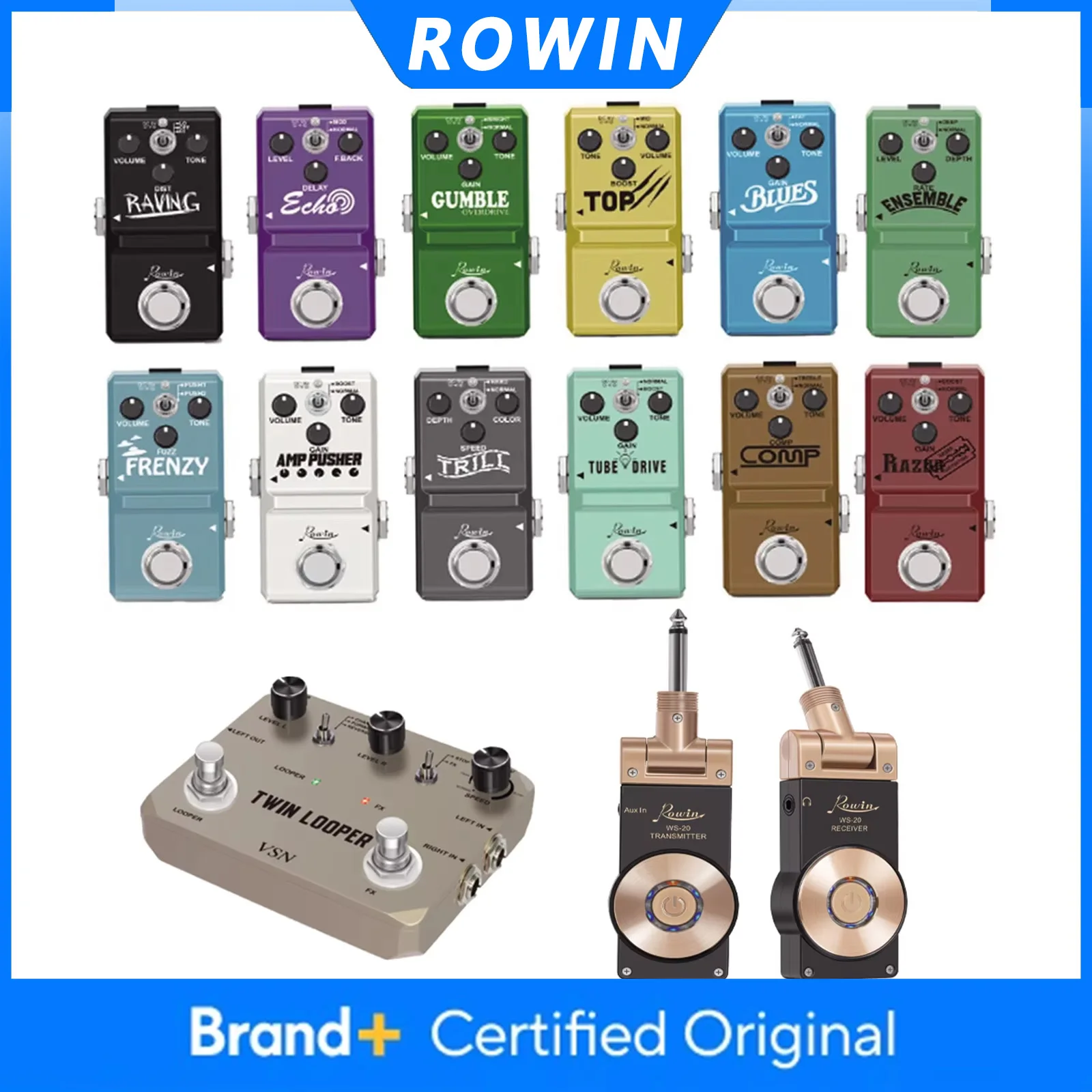 

ROWIN Guitar Effect Pedal Trelicopter/Distortion-HUNK/Noise Gate/Wireless Guitar Transmitter Receiver Guitar Parts & Accessories