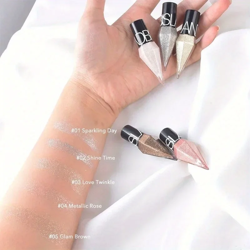 Delineador líquido diamante perolado brilhante, à prova d'água, longa duração, glitter, cor prata, fácil de usar, lápis de olhos, maquiagem coreana