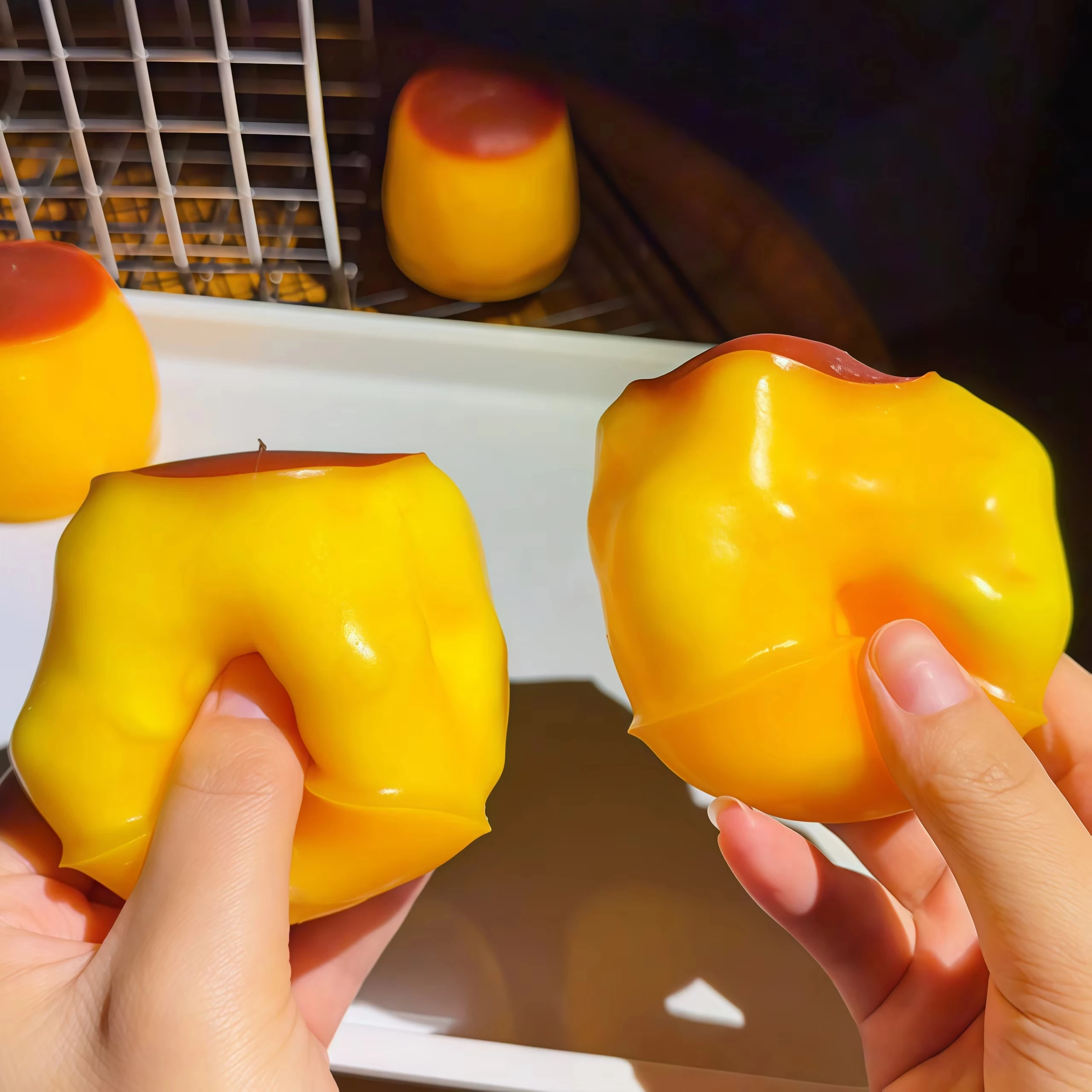Crisp Pudding Squishy Toy Simulation Pudding Model Soft Squeeze Slow Rising Stress Relief Fidget Toy Desktop Ornament Decor Gift