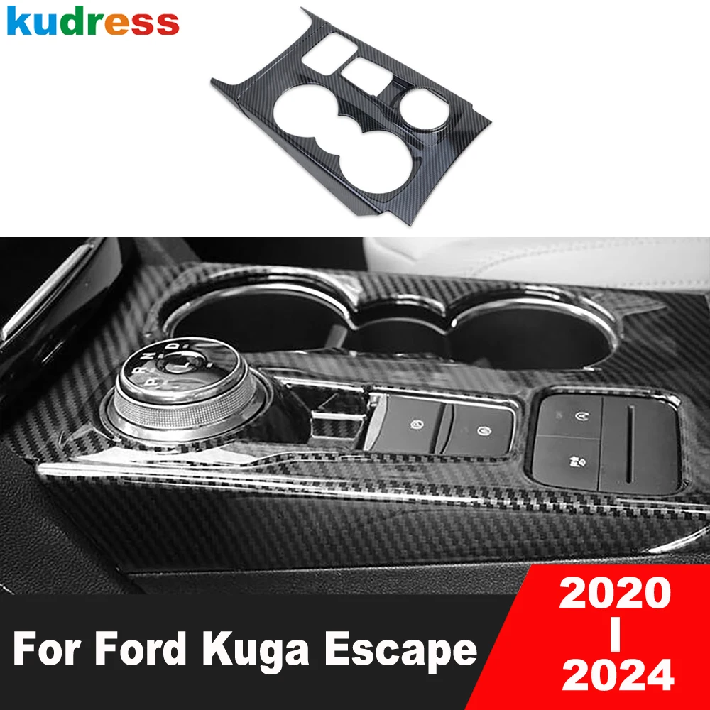 Auto Center Konsole Getriebe Shift Box Panel Abdeckung Trim Für Ford Kuga Escape 2020-2022 2023 2024 Carbon faser Innen Zubehör