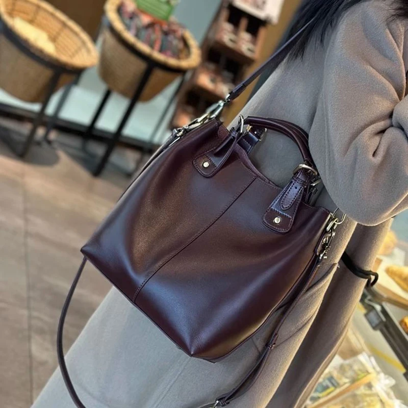 RanHuang New Arrive Women's Fashion Handbags High Quality Genuine Leather Shoulder Bags Large Bucket Bags Designer Handbags