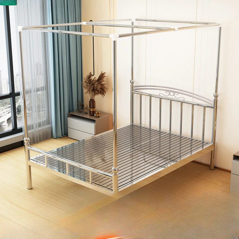 

304 stainless steel bed, 1.58-meter double , modern, simple, thickened, with mosquito net support for children