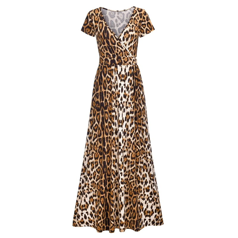 Longue robe astronomique fendue style Boho, imprimé léopard, coupe trapèze, douce, bohème, maxi, été 2024