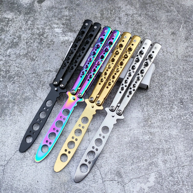 CSGO Balisong Trainer Portable Folding Butterfly Knife Unedged Stainless Steel Butterfly Knife Training Tool for Outdoor Games