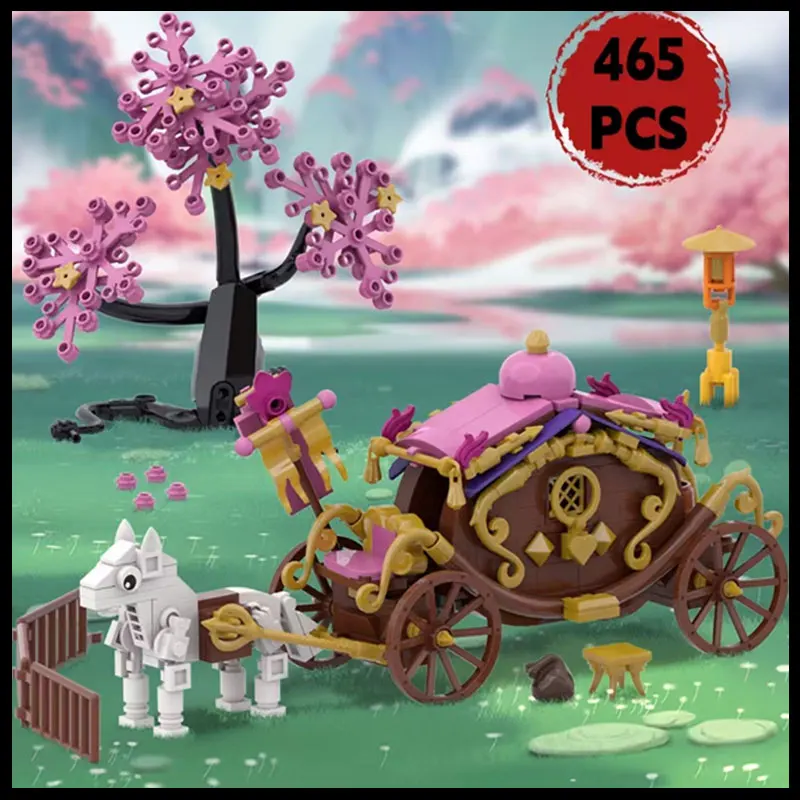 

Moc Princess Carriage Flower Scene Model Building Blocks Ideas Set Aldult Assemble Bricks Toys Christmas Gifts