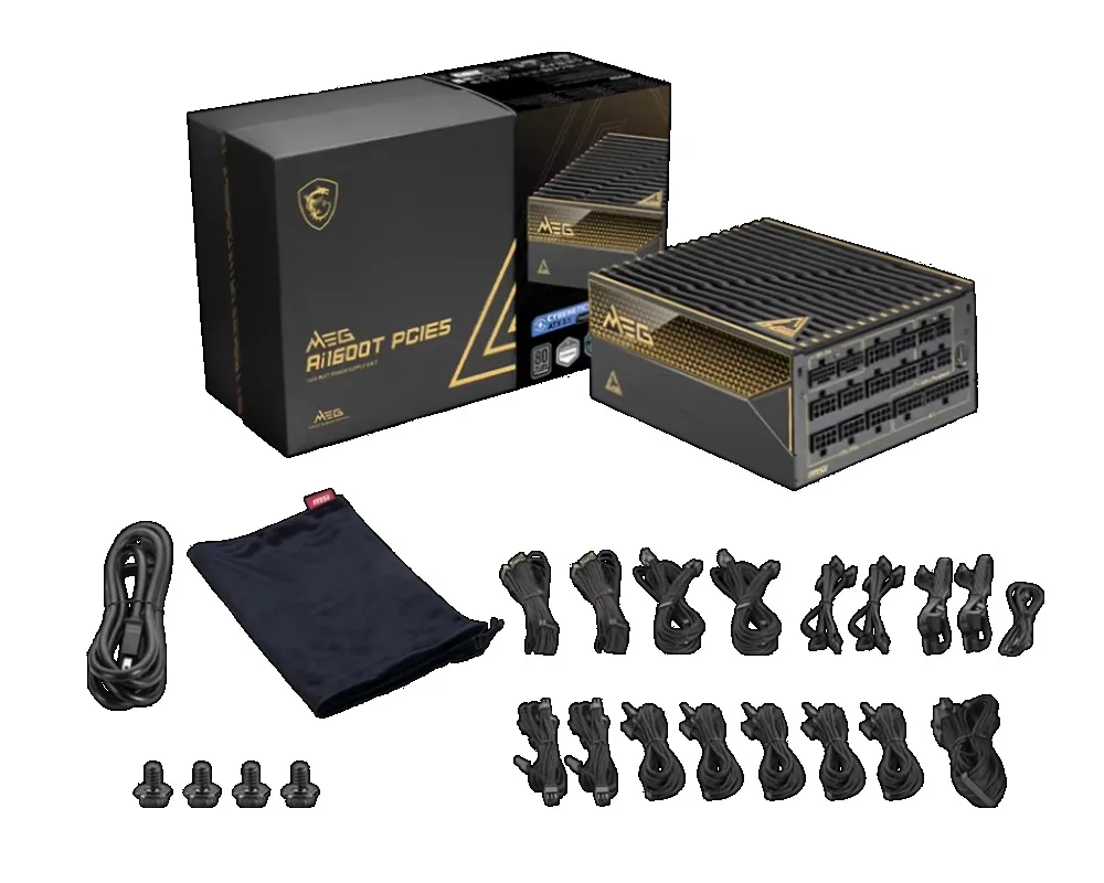 For MEG Ai1600T PCIE5 1600W Dual Native 12V Titanium for  Gaming PSU 2X6 Tri-certified for Desktop Supports RTX 5000 GPU