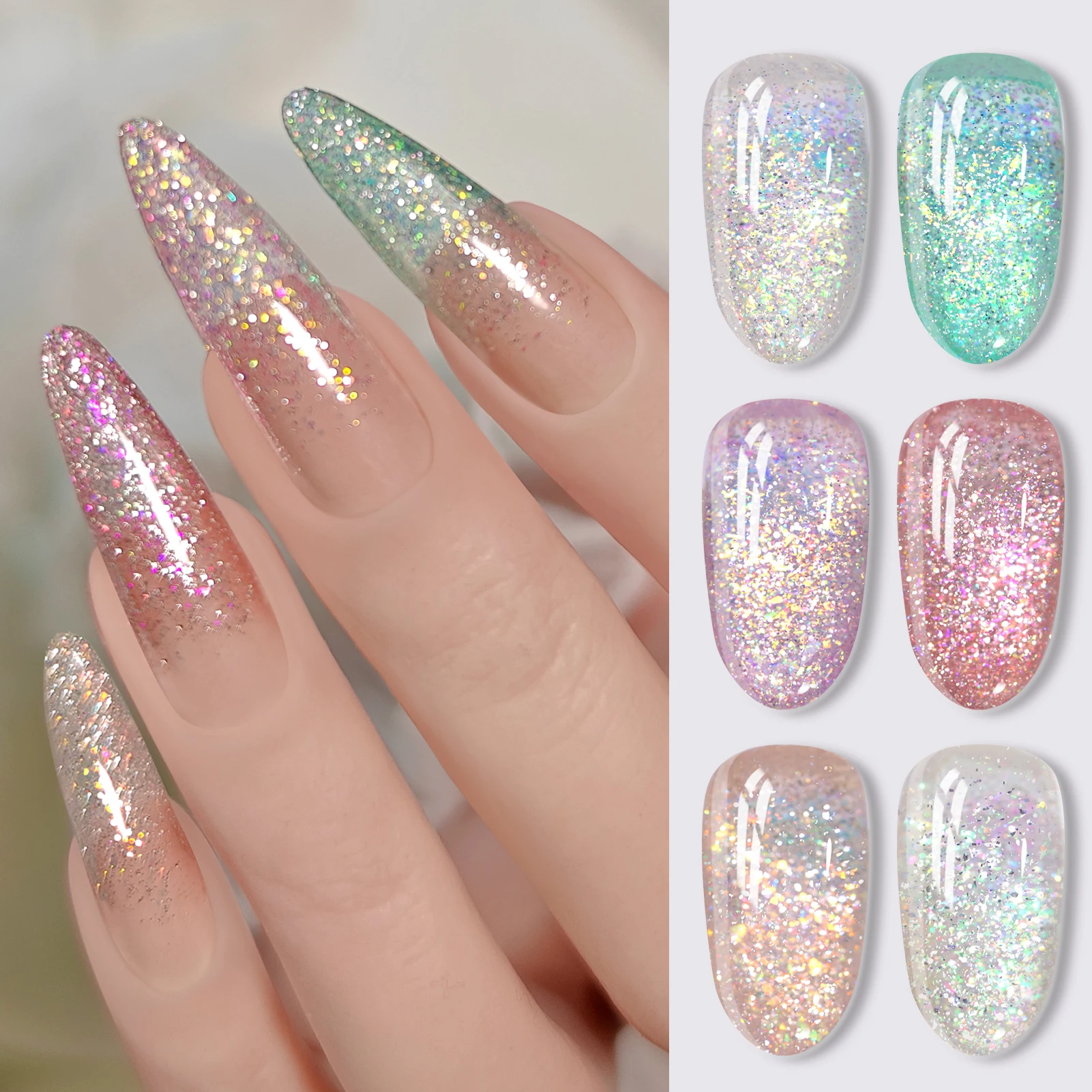 

BORN PRETTY, 6 бутылочек, набор гель-лаков для ногтей Crush Starlight, блестящий светоотражающий блеск, полуперманентный лак для маникюра